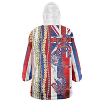 Hawaiian Sea Animals Wearable Blanket Hoodie with Lei and Flag Style LT03 - Polynesian Pride