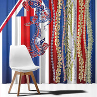 Hawaiian Sea Animals Window Curtain with Lei and Flag Style