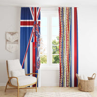 Hawaiian Sea Animals Window Curtain with Lei and Flag Style