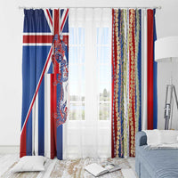 Hawaiian Sea Animals Window Curtain with Lei and Flag Style