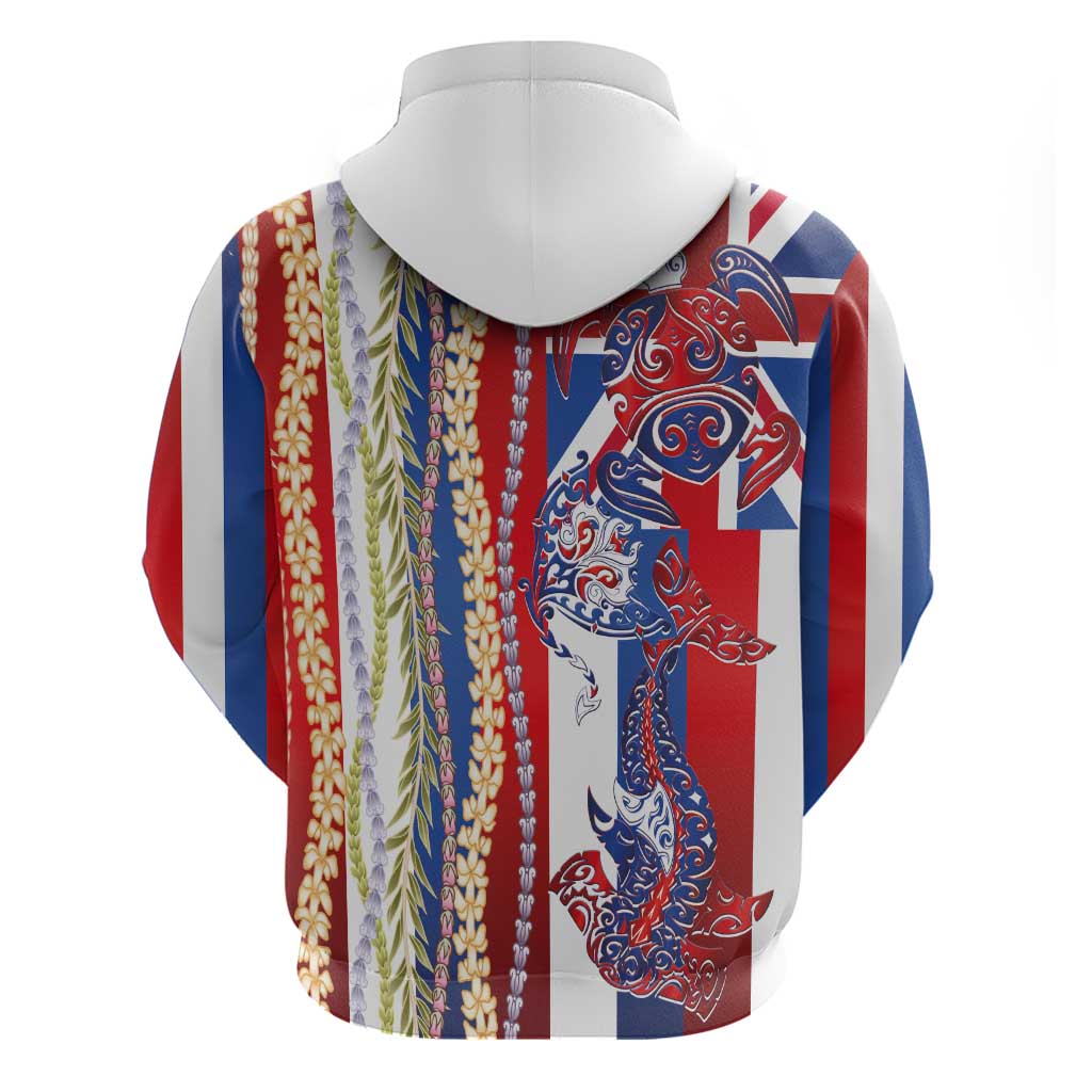 Hawaiian Sea Animals Zip Hoodie with Lei and Flag Style LT03 - Polynesian Pride