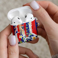 Hawaiian Sea Turtles and Plumeria AirPods Case with Lei and Flag Grunge Style LT03 - Polynesian Pride