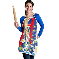 Hawaiian Sea Turtles and Plumeria Apron with Lei and Flag Grunge Style LT03 - Polynesian Pride
