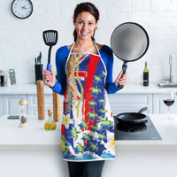 Hawaiian Sea Turtles and Plumeria Apron with Lei and Flag Grunge Style LT03 - Polynesian Pride