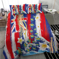 Hawaiian Sea Turtles and Plumeria Bedding Set with Lei and Flag Grunge Style LT03 - Polynesian Pride