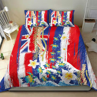 Hawaiian Sea Turtles and Plumeria Bedding Set with Lei and Flag Grunge Style LT03 - Polynesian Pride