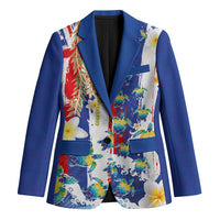 Hawaiian Sea Turtles and Plumeria Blazer with Lei and Flag Grunge Style LT03 Unisex Multicolor - Polynesian Pride