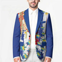 Hawaiian Sea Turtles and Plumeria Blazer with Lei and Flag Grunge Style LT03 - Polynesian Pride