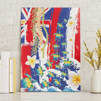 Hawaiian Sea Turtles and Plumeria Canvas Wall Art with Lei and Flag Grunge Style LT03 Without Frame Multicolor - Polynesian Pride