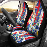 Hawaiian Sea Turtles and Plumeria Car Seat Cover with Lei and Flag Grunge Style