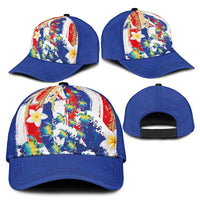 Hawaiian Sea Turtles and Plumeria Classic Cap with Lei and Flag Grunge Style LT03 - Polynesian Pride