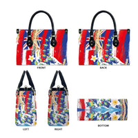 Hawaiian Sea Turtles and Plumeria Leather Bag with Lei and Flag Grunge Style LT03 - Polynesian Pride