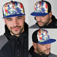 Hawaiian Sea Turtles and Plumeria Mesh Trucker Cap with Lei and Flag Grunge Style LT03 - Polynesian Pride