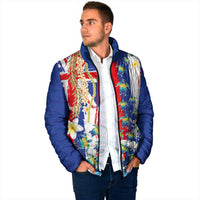 Hawaiian Sea Turtles and Plumeria Padded Jacket with Lei and Flag Grunge Style LT03 - Polynesian Pride