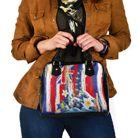 Hawaiian Sea Turtles and Plumeria Shoulder Handbag with Lei and Flag Grunge Style LT03 - Polynesian Pride