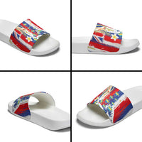 Hawaiian Sea Turtles and Plumeria Slide Sandals with Lei and Flag Grunge Style LT03 - Polynesian Pride