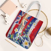 Hawaiian Sea Turtles and Plumeria Tote Bag with Lei and Flag Grunge Style LT03 White Strap One Size Multicolor - Polynesian Pride