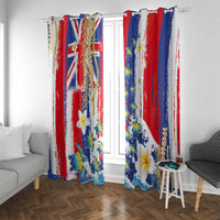 Hawaiian Sea Turtles and Plumeria Window Curtain with Lei and Flag Grunge Style LT03 With Grommets Multicolor - Polynesian Pride