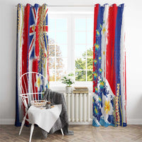 Hawaiian Sea Turtles and Plumeria Window Curtain with Lei and Flag Grunge Style LT03 - Polynesian Pride