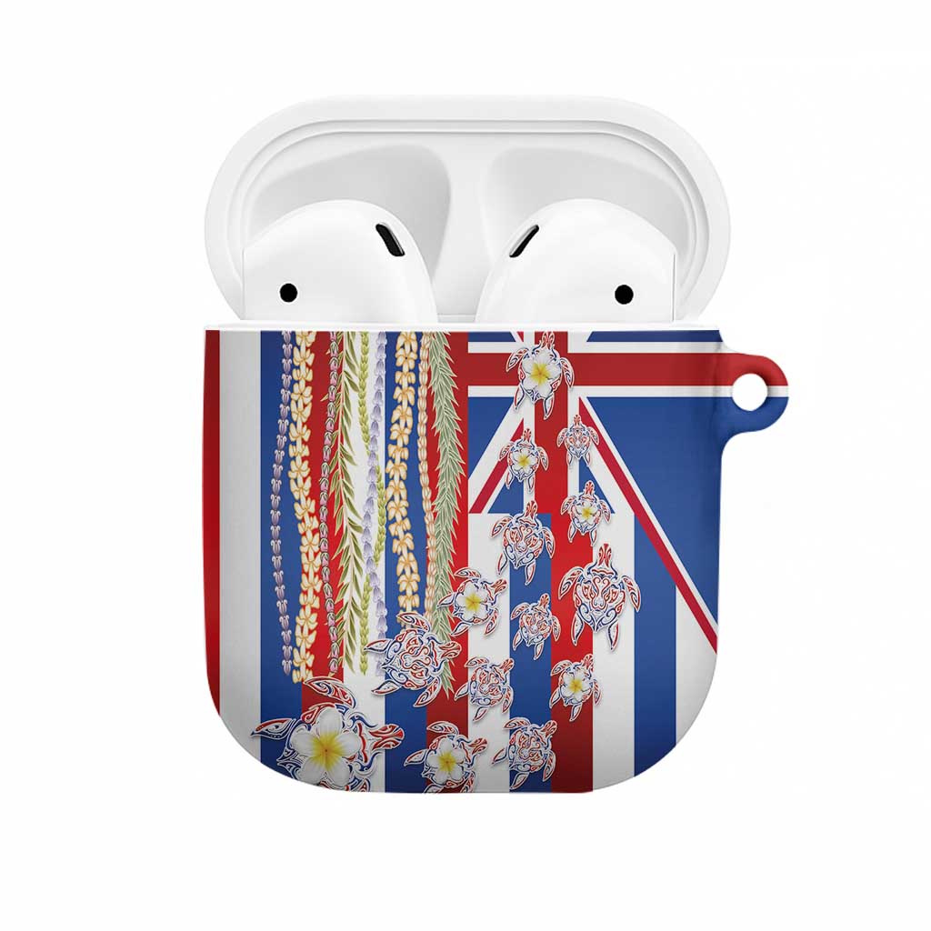 Hawaiian Polynesian Tribal Turtles AirPods Case with Lei and Flag Style LT03 Multicolor - Polynesian Pride