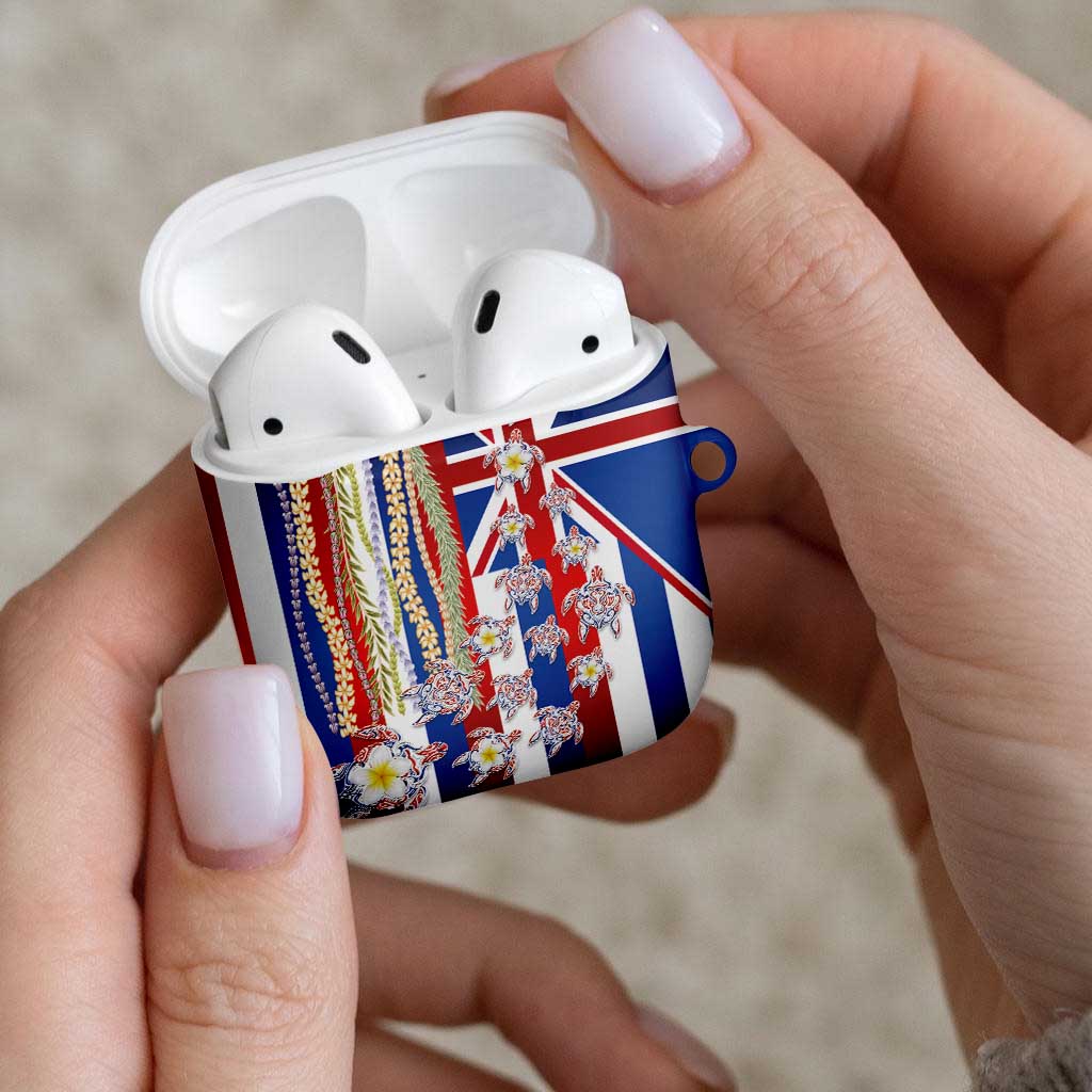 Hawaiian Polynesian Tribal Turtles AirPods Case with Lei and Flag Style LT03 - Polynesian Pride