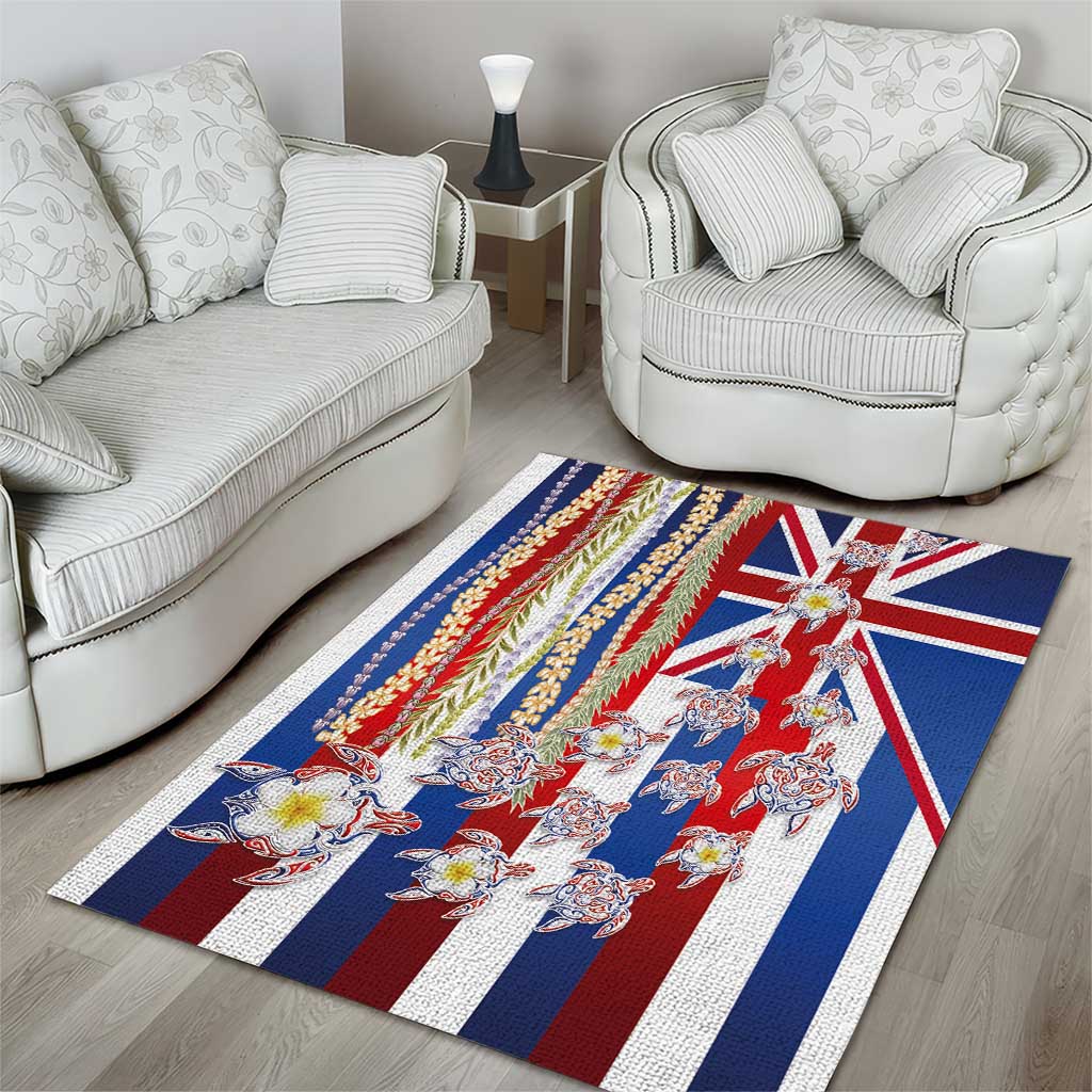 Hawaiian Polynesian Tribal Turtles Area Rug with Lei and Flag Style LT03 - Polynesian Pride