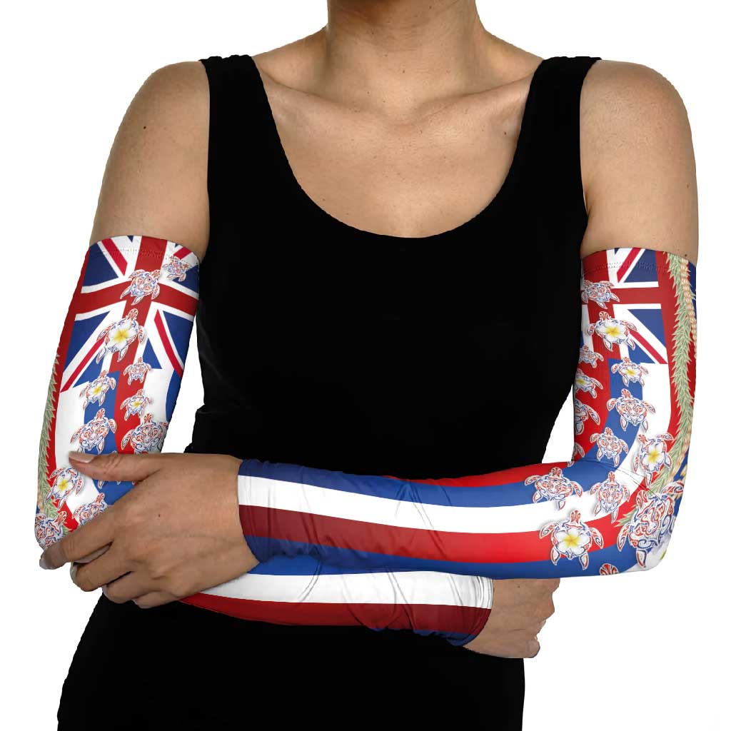 Hawaiian Polynesian Tribal Turtles Arm Sleeves with Lei and Flag Style LT03 - Polynesian Pride
