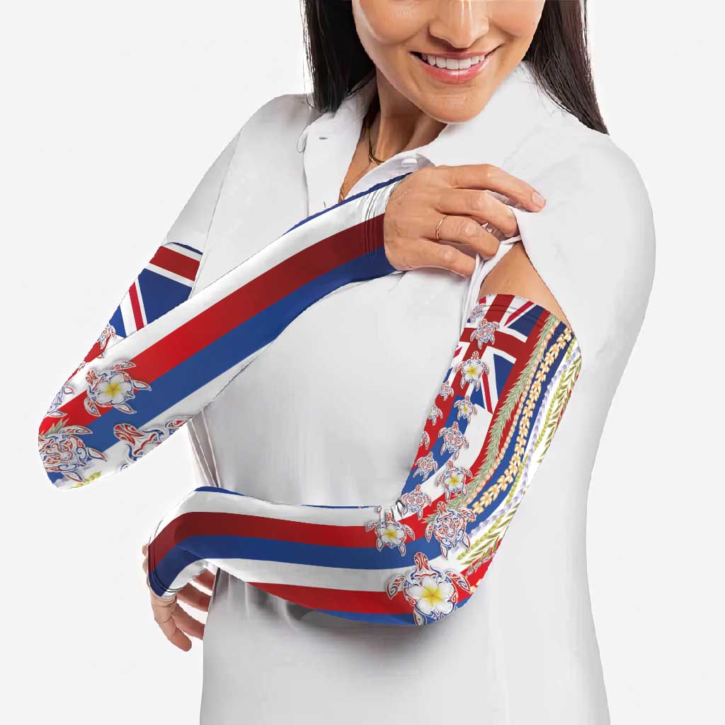 Hawaiian Polynesian Tribal Turtles Arm Sleeves with Lei and Flag Style LT03 - Polynesian Pride