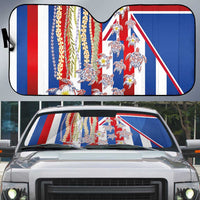 Hawaiian Polynesian Tribal Turtles Auto Sun Shade with Lei and Flag Style LT03 Multicolor - Polynesian Pride