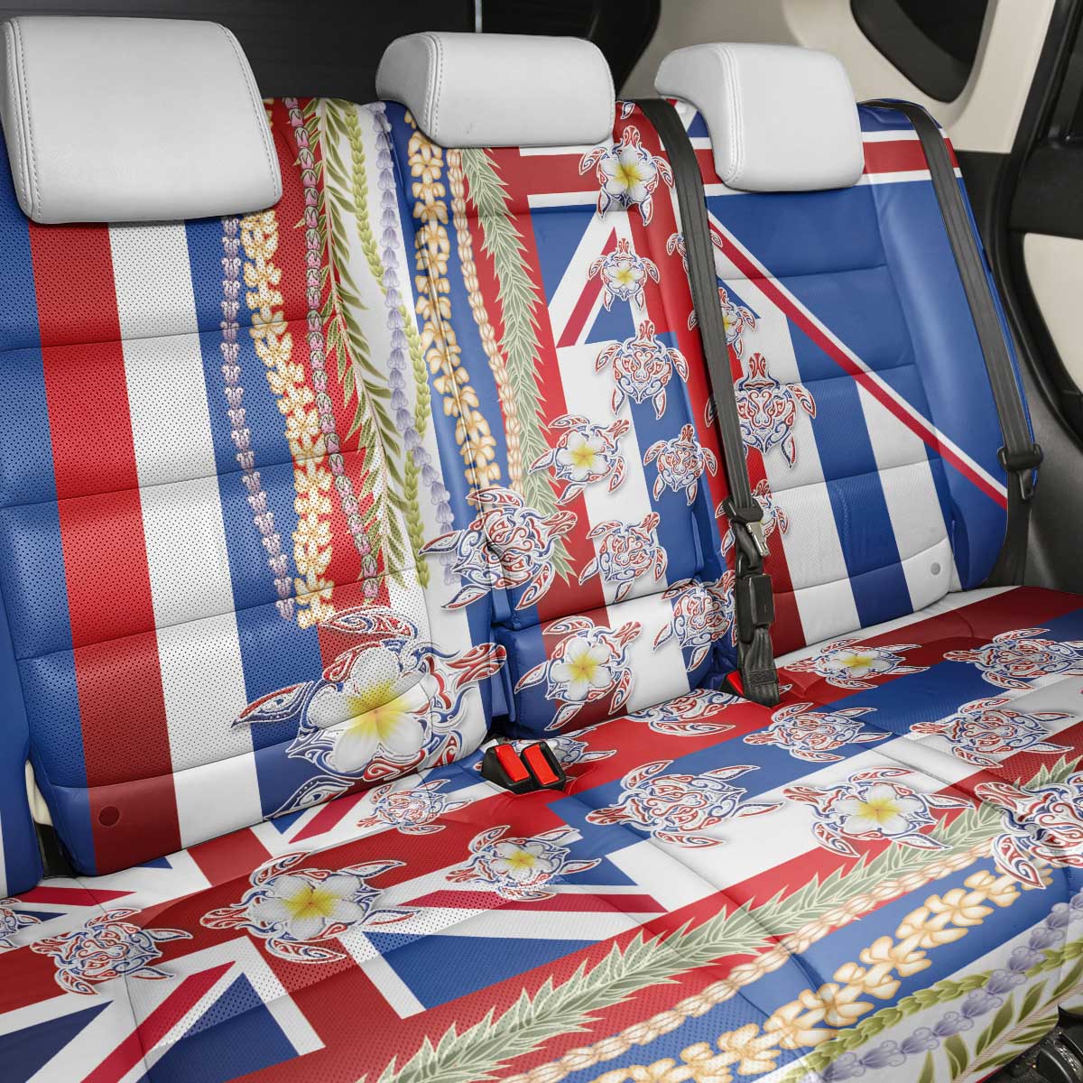 Hawaiian Polynesian Tribal Turtles Back Car Seat Cover with Lei and Flag Style LT03 - Polynesian Pride