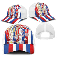Hawaiian Polynesian Tribal Turtles Baseball Net Cap with Lei and Flag Style LT03 - Polynesian Pride