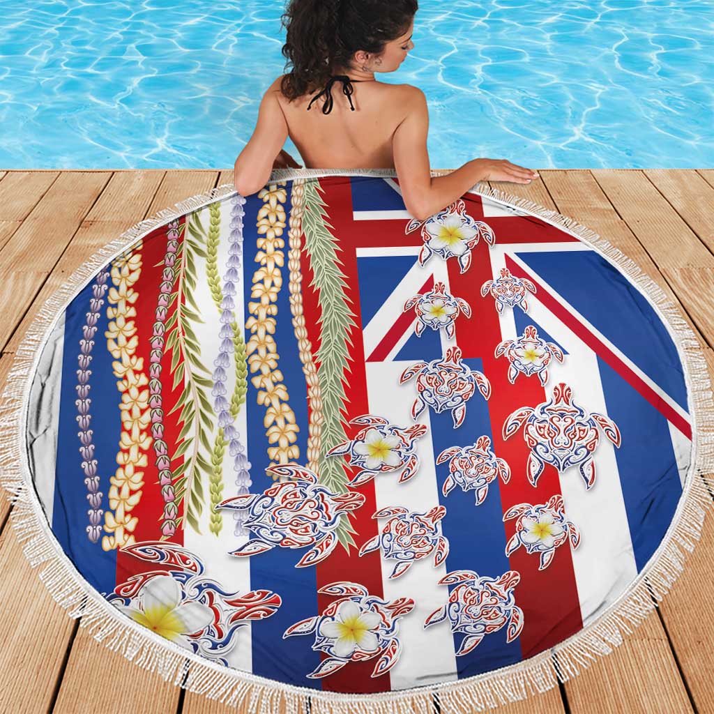 Hawaiian Polynesian Tribal Turtles Beach Blanket with Lei and Flag Style LT03 - Polynesian Pride