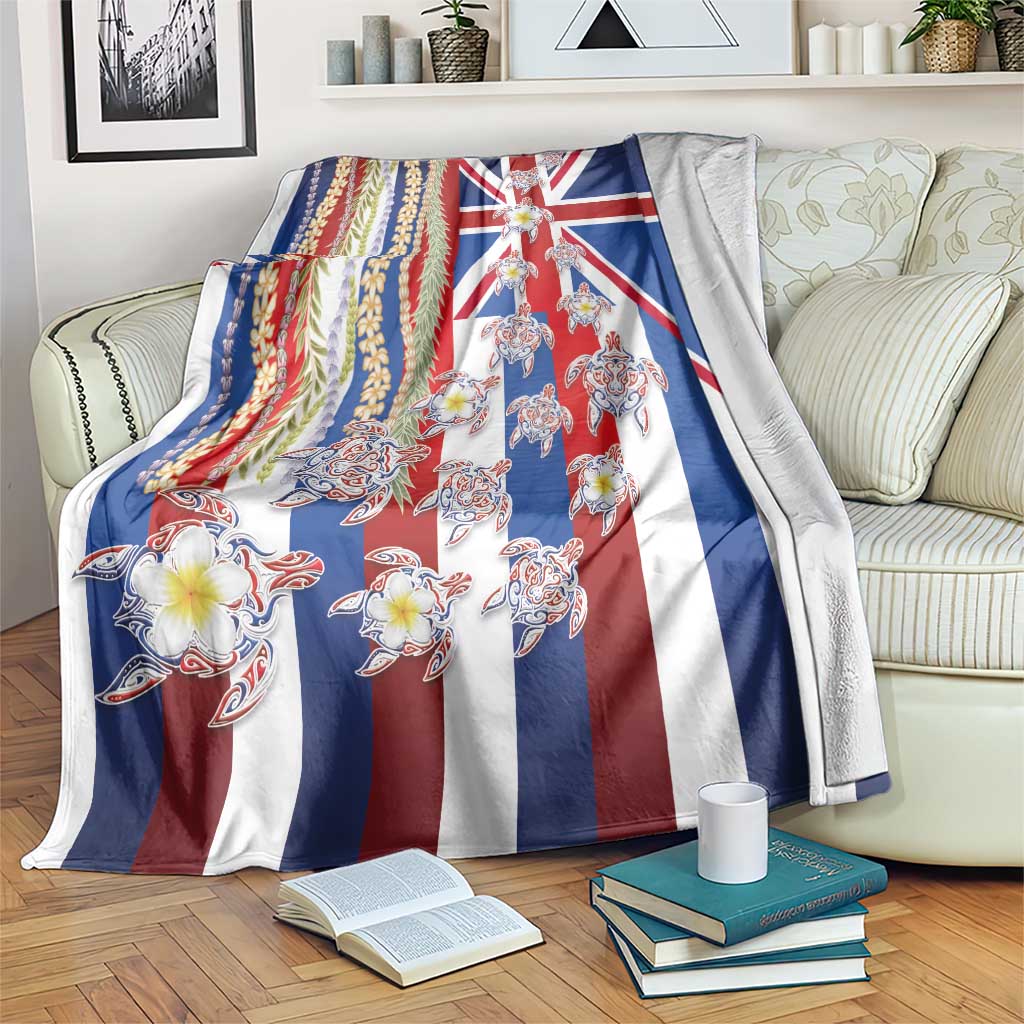 Hawaiian Polynesian Tribal Turtles Blanket with Lei and Flag Style LT03 Multicolor - Polynesian Pride