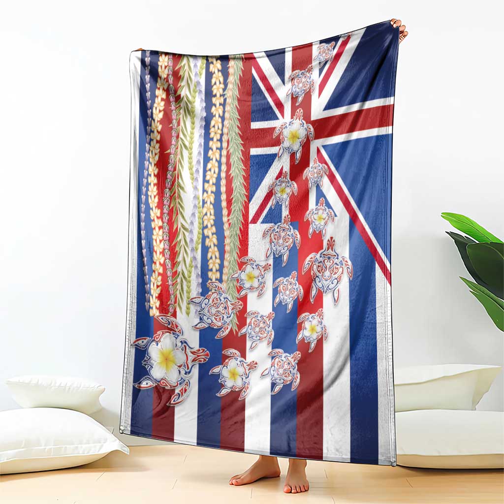 Hawaiian Polynesian Tribal Turtles Blanket with Lei and Flag Style LT03 - Polynesian Pride