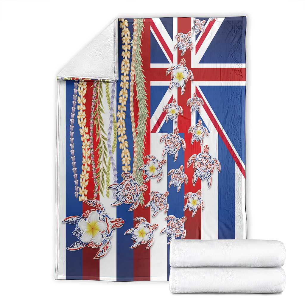 Hawaiian Polynesian Tribal Turtles Blanket with Lei and Flag Style LT03 - Polynesian Pride
