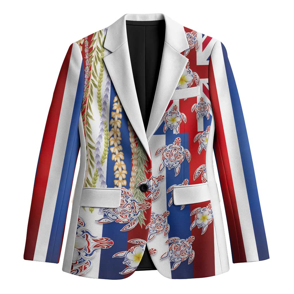 Hawaiian Polynesian Tribal Turtles Blazer with Lei and Flag Style LT03 Unisex Multicolor - Polynesian Pride