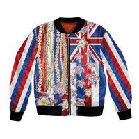 Hawaiian Polynesian Tribal Turtles Bomber Jacket with Lei and Flag Style LT03 Unisex Multicolor - Polynesian Pride