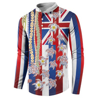 Hawaiian Polynesian Tribal Turtles Button Sweatshirt with Lei and Flag Style LT03 - Polynesian Pride
