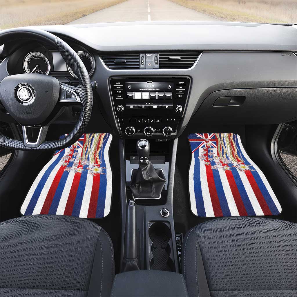 Hawaiian Polynesian Tribal Turtles Car Mats with Lei and Flag Style
