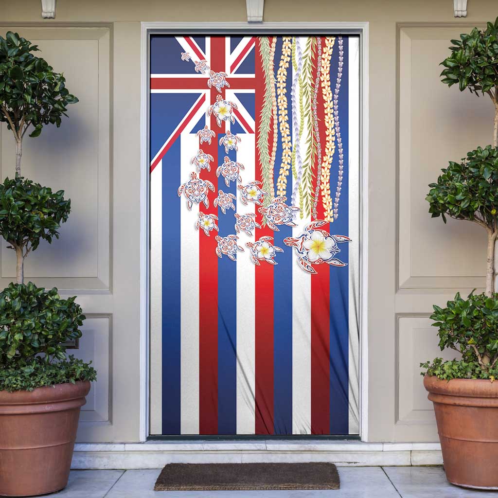 Hawaiian Polynesian Tribal Turtles Door Cover with Lei and Flag Style LT03 Multicolor - Polynesian Pride