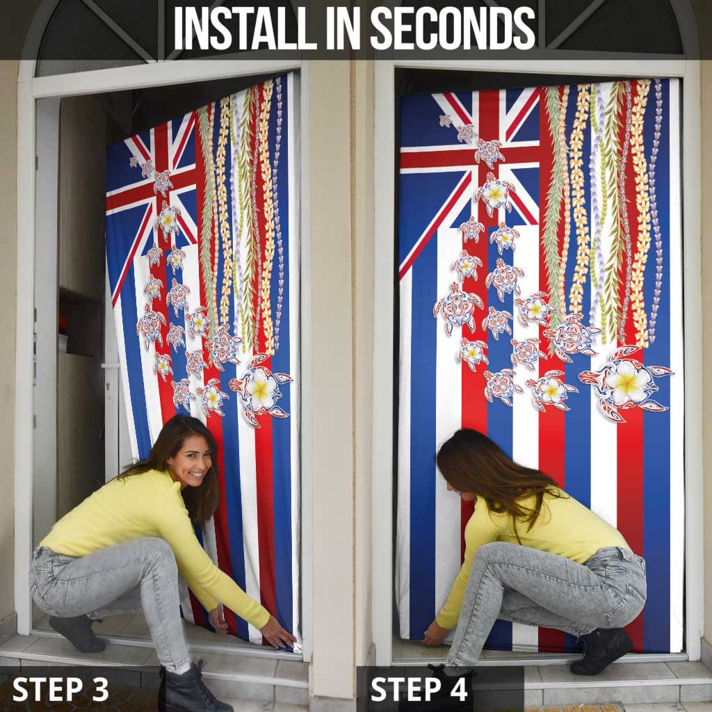 Hawaiian Polynesian Tribal Turtles Door Cover with Lei and Flag Style LT03 - Polynesian Pride