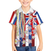 Hawaiian Polynesian Tribal Turtles Family Matching Mermaid Dress and Hawaiian Shirt with Lei and Flag Style
