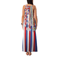 Hawaiian Polynesian Tribal Turtles Family Matching Tank Maxi Dress and Hawaiian Shirt with Lei and Flag Style