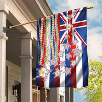 Hawaiian Polynesian Tribal Turtles Garden Flag with Lei and Flag Style