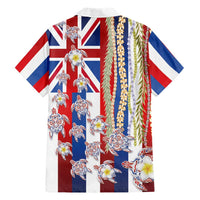 Hawaiian Polynesian Tribal Turtles Hawaiian Shirt with Lei and Flag Style