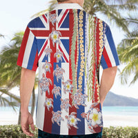 Hawaiian Polynesian Tribal Turtles Hawaiian Shirt with Lei and Flag Style