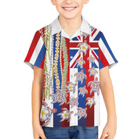 Hawaiian Polynesian Tribal Turtles Hawaiian Shirt with Lei and Flag Style