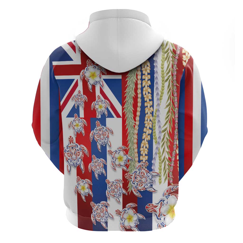 Hawaiian Polynesian Tribal Turtles Hoodie with Lei and Flag Style LT03 - Polynesian Pride