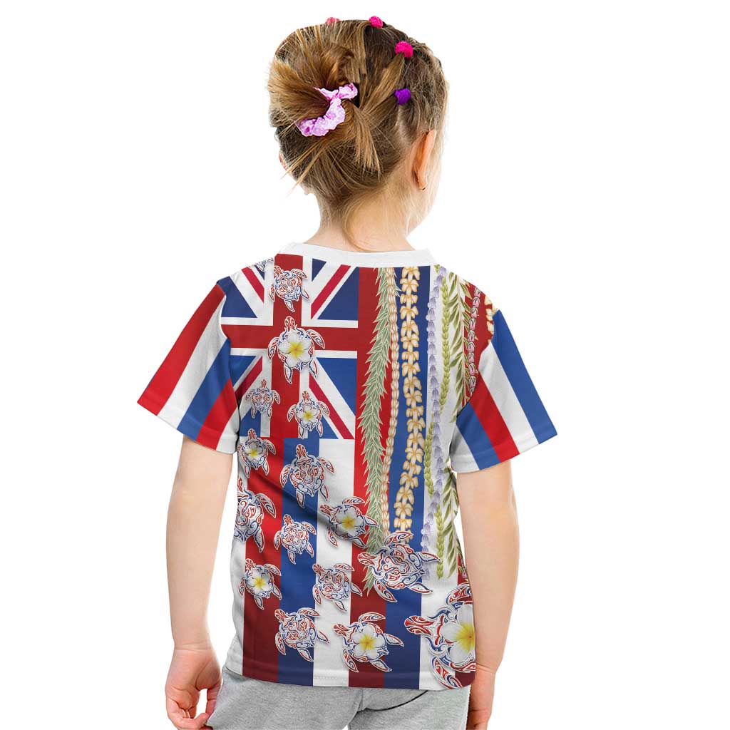 Hawaiian Polynesian Tribal Turtles Kid T Shirt with Lei and Flag Style LT03 - Polynesian Pride