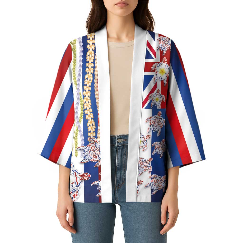 Hawaiian Polynesian Tribal Turtles Kimono with Lei and Flag Style LT03 - Polynesian Pride